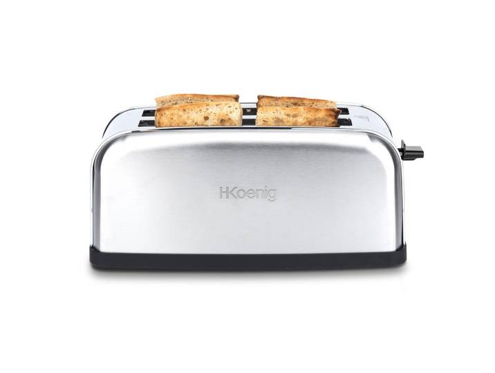 HKoenig Toaster Toas28 Silber, Grill-Toaster, Spezial Baguettes, Grau, Metall, 41.6x18.5x17.4 cm, Kochgeschirr, Küchengeräte, Toaster