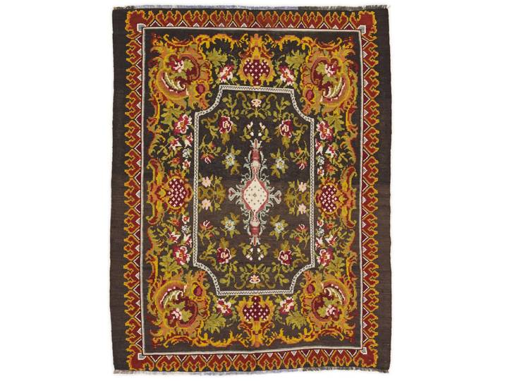 Kelim Rosen Teppich 161x211 Handgewebt Orientteppich Wolle