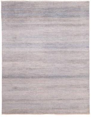 ECARPETGALLERY Hand-knotted Silk Shadow Blue Silk, Wool Rug - 7'10 x 10'0