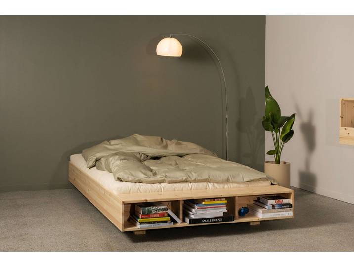 Stauraumbett KARUP DESIGN Merge Bed Bettgestell m. integrierter Bank m. Stauraum, mehrere Grössen , beige (natur), B:164cm H:32,5cm L:227cm, Betten, Stauraumbett, inkl. Lattenrost, excl. Matratze, FSC-zertifiziertes Massivholz