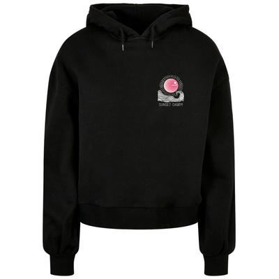 Kapuzensweatshirt MERCHCODE "Merchcode Ladies Sunset Charm Oversized Hoody", Damen, Gr. XL, schwarz, 100% Baumwolle, bedruckt, Rundhals, Sweatshirts