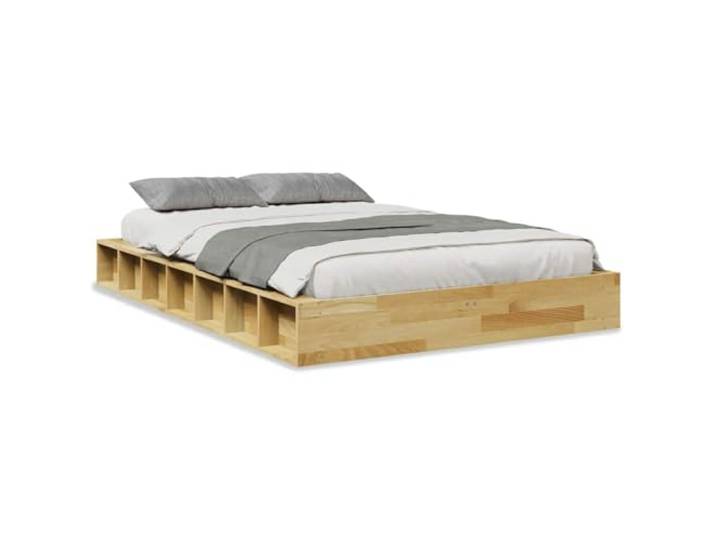 PUGYNBK Bettgestell 120 x 190 cm Massivholz Eiche Lattenrost im Lieferumfang enthalten, offene Fächer, robust und langlebig, ohne Matratze