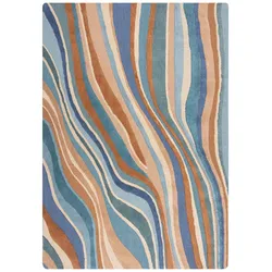 KADIMA DESIGN Wollteppich Handgetuftet Abstraktes Wellenmuster Multicolor Langlebig | 200x290cm