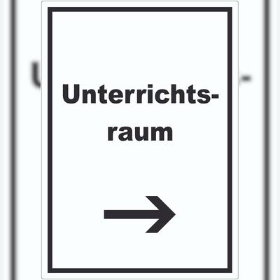 HB-Druck Unterrichtsraum Aufkleber mit Text Richtungspfeil rechts Schule Schulung hochkant A7 (74x105mm)