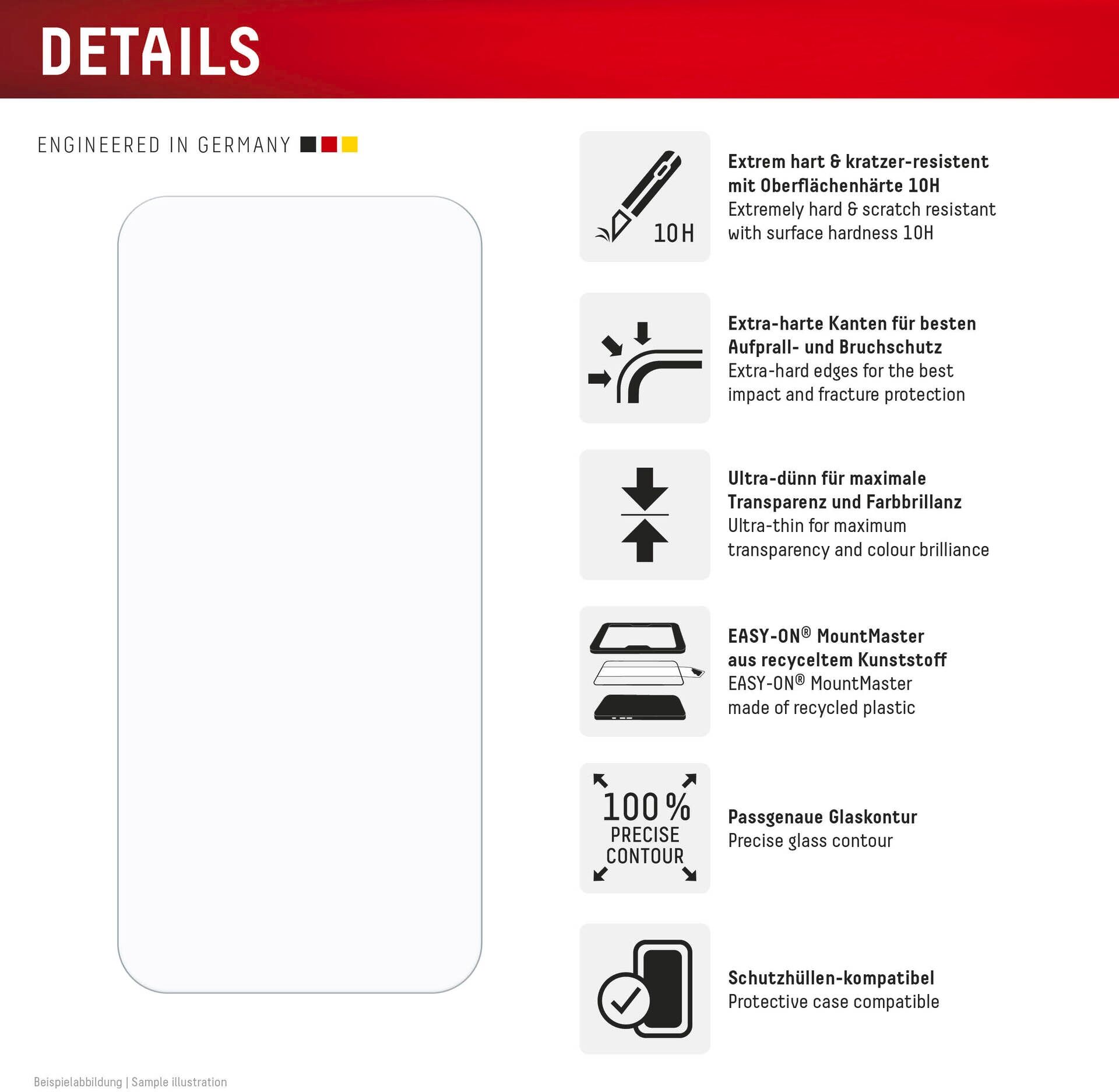 Displex Displayschutzglas "Real Glass Screen Protector", transparent, B:9cm H:1,5cm T:20,5mm, Displayfolien, Displayschutzfolie, Displayschutzglas