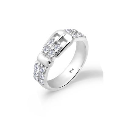 Silberring ELLI "Ring Gürtel Basic Zirkonia 925 Silber" Gr. 58, weiß, Fingerringe, Damen, 58, Silber 925 (Sterlingsilber), Silberring
