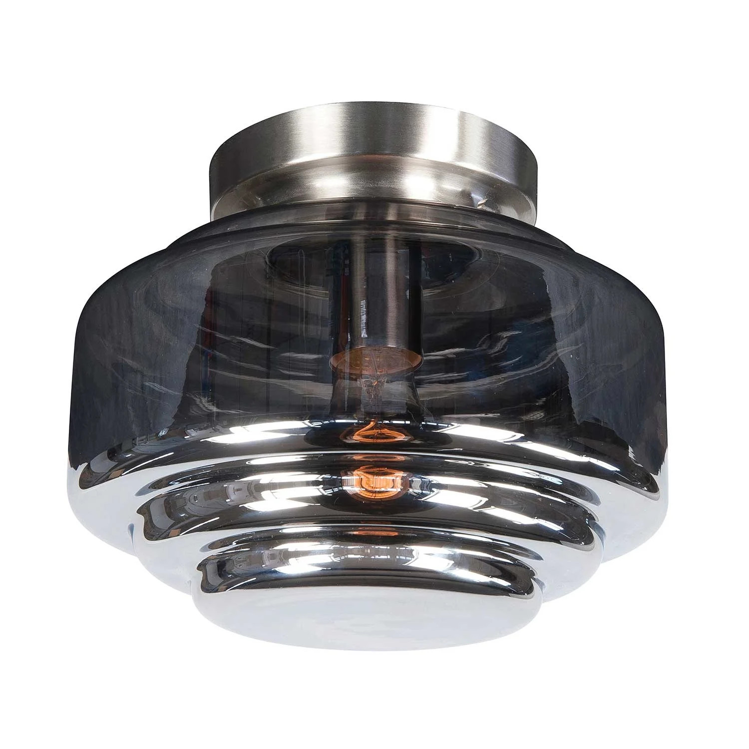 Highlight Cambridge Plafondlamp Art Deco - Nikkel en Rookglas - Ø 24 cm