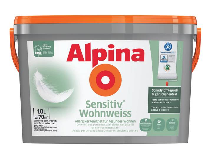 Alpina Wandfarbe Sensitiv Wohnweiss Weiss 10 l Matt