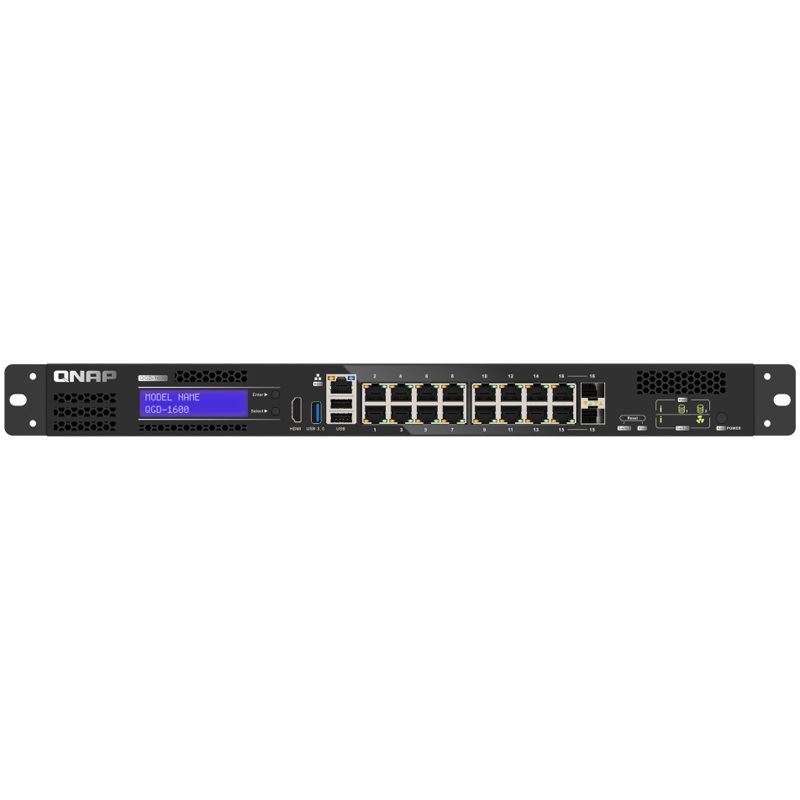 QNAP QGD-1600 - Switch - Smart - 4 x 10/100/1000 (PoE++) + 10 x 10/100/1000 (PoE+) + 2 x Kombinations-Gigabit-SFP (PoE+) - an Rack montierba