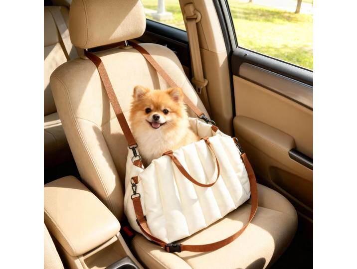 PawHut Siège Auto Chien Petit Convertible Sac Crème