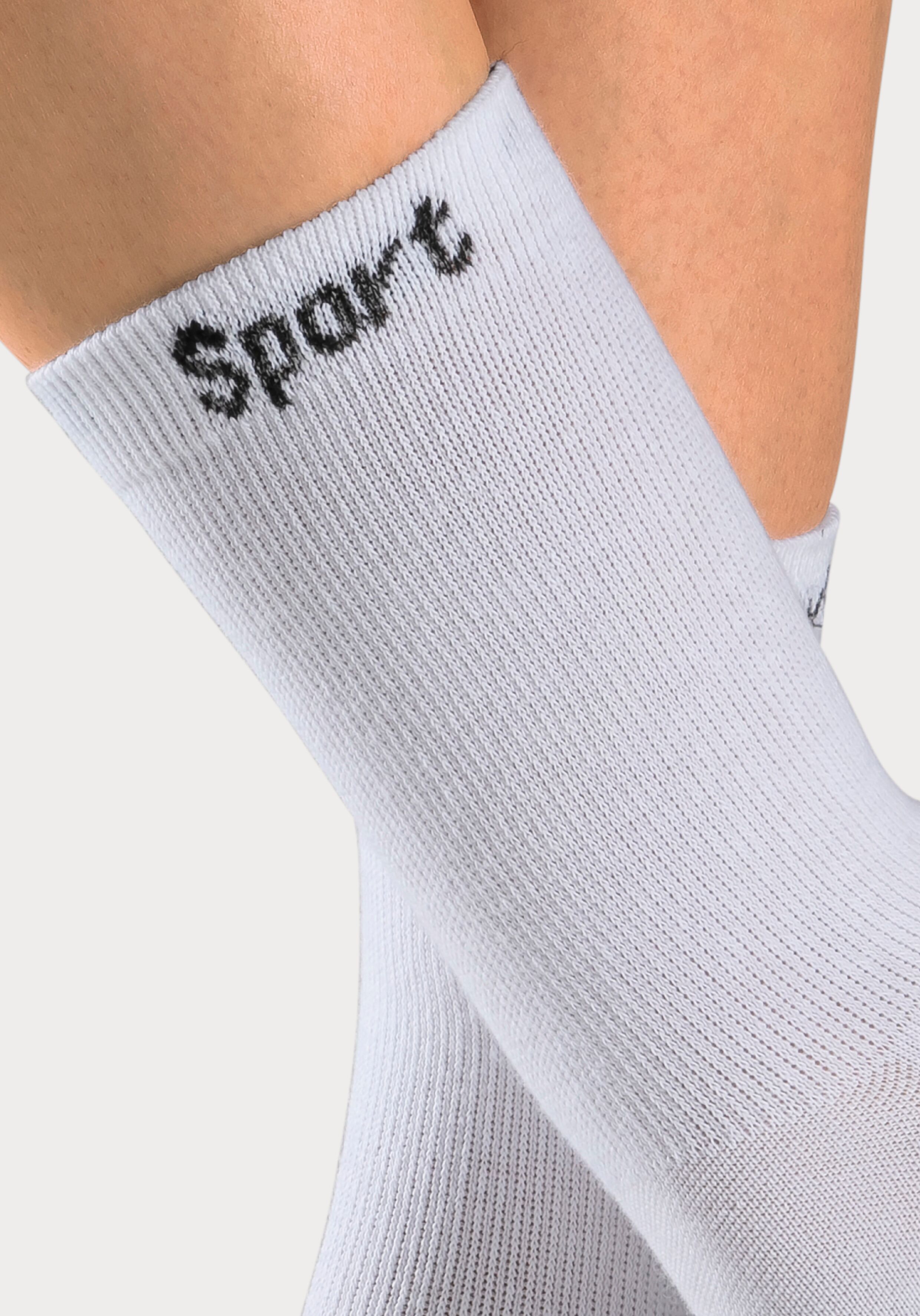 Sportsocken BENCH., Damen, Gr. 43-46, weiss (6x weiß), Baumwollmischung, unifarben, elastisch, Socken Sportsocken, mit antibakterieller Feuchtigkeitsregulierung 6x weiß 43-46