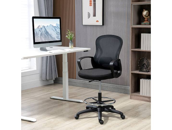 Vinsetto Lot 2 Chaises Bureau Pivotantes Réglables Maille Noir