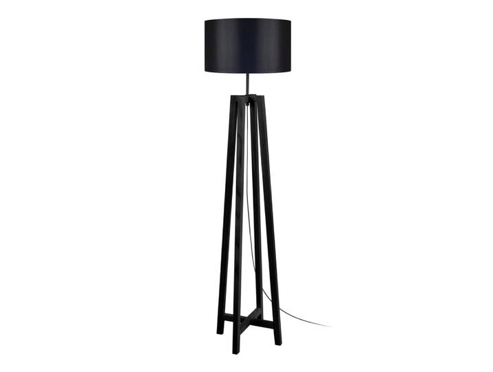 Lampadaire bois noir abat-jour tissu noir