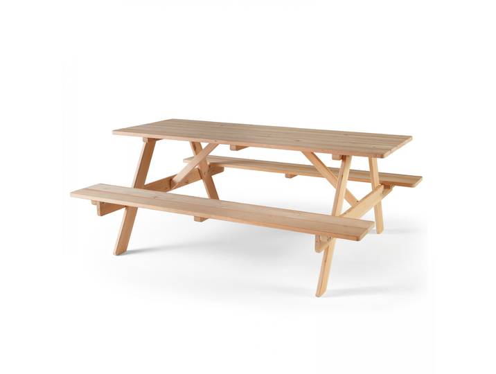 Oviala - Table de pique-nique en bois 182,5x153 cm 6 places