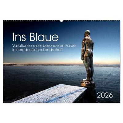 Ins Blaue.Variationen einer besonderen Farbe in norddeutscher Landschaft. (Wandkalender 2026 DIN A2 quer), CALVENDO Monatskalender