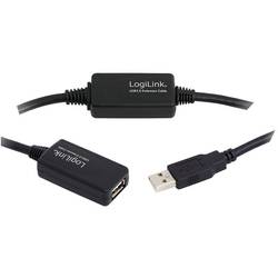 LogiLink USB-Kabel USB 2.0 USB-A Stecker, USB-A Buchse 25.00 m Schwarz Aktiv mit Signalverstärkung UA0147