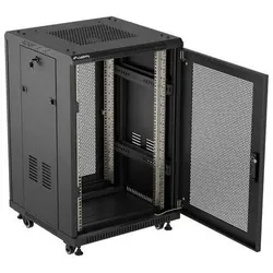 Lanberg SZAFA INSTALACYJNA RACK STOJĄCA 19" 18U 600X600 CZARNA DRZWI PERFOROWANE (FLAT PACK) (18 HE, 19 Zoll Rack), Serverschrank, Schwarz