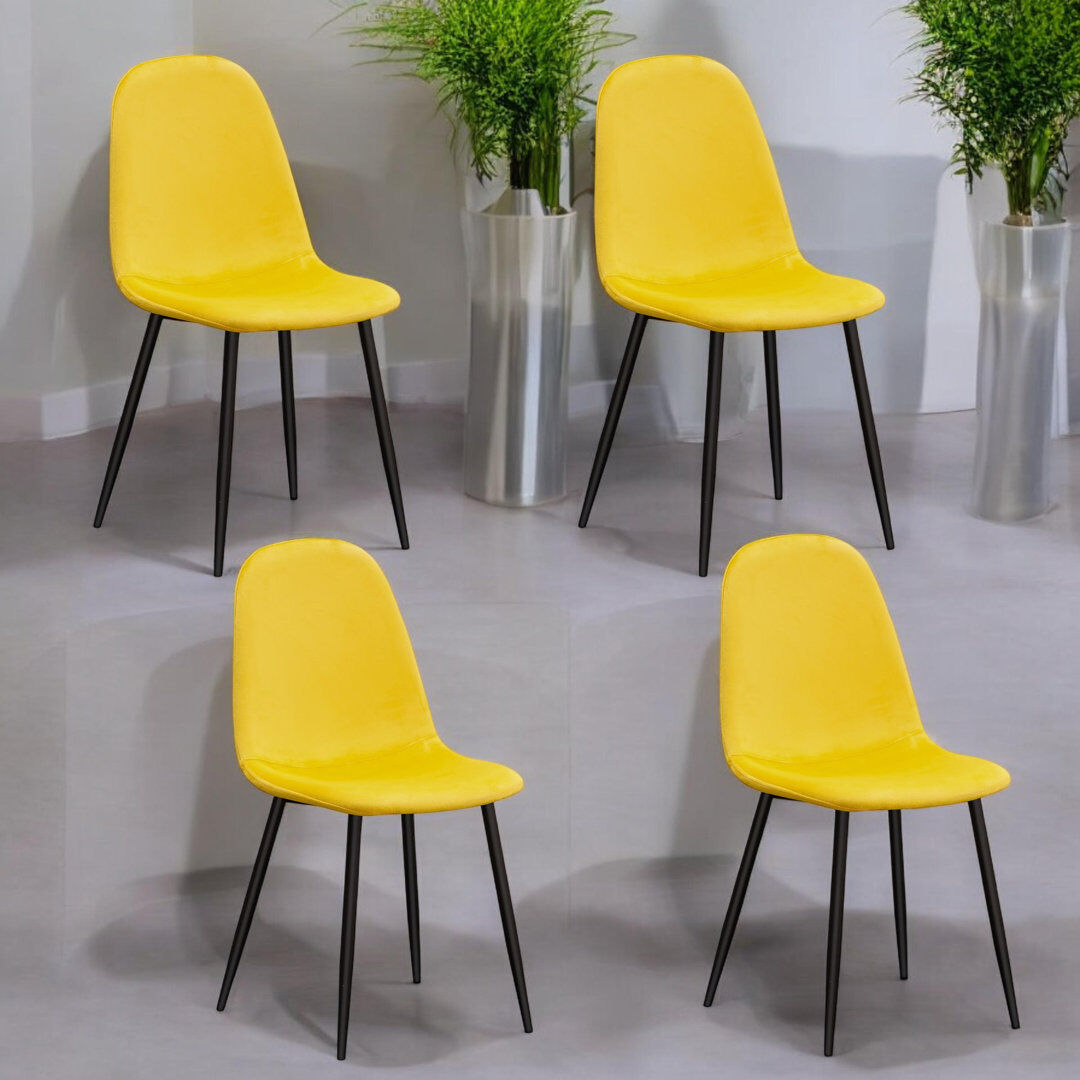 Fairmont Park Elegant & Versatile Set of 6 Fabela Chairs – Upholstered Hand-Finished Scandinavian Modern Dining Chairs with Ergonomic Seat Yellow 87.5cm H X 44cm W X 40cm D