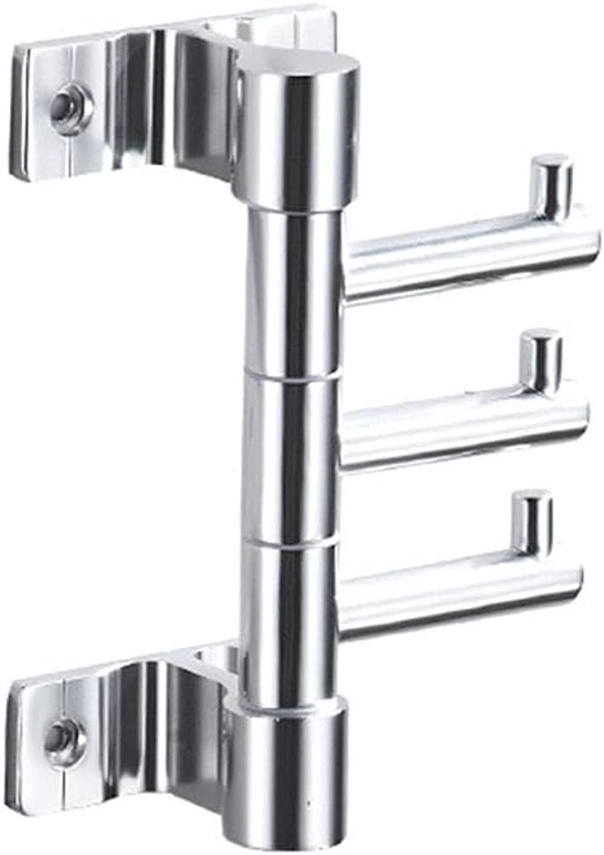 Opvouwbare Wandkapstok met 4 Draaibare Haken - Zwart Wandhaak Organizer voor Badkamer en Keuken