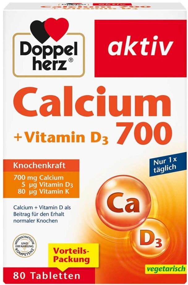 Doppelherz Calcium 700 + Vitamin D3 Tabletten 80stk