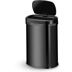 Juskys Automatik Mülleimer mit Sensor 50L - Abfalleimer mit elektrischem Deckel rechteckig - Schwarz