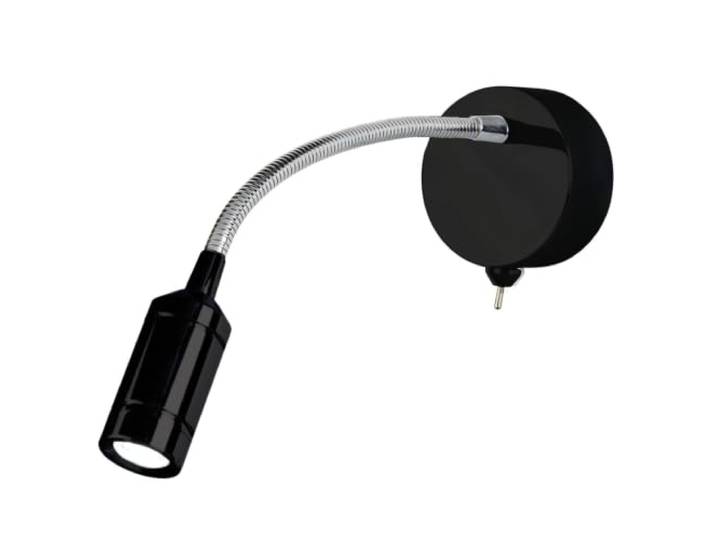 Applique liseuse patère et tete Noires avec bras flexible chrome led 1w 100 lumen 3000k av inter FLEXY WALL LED