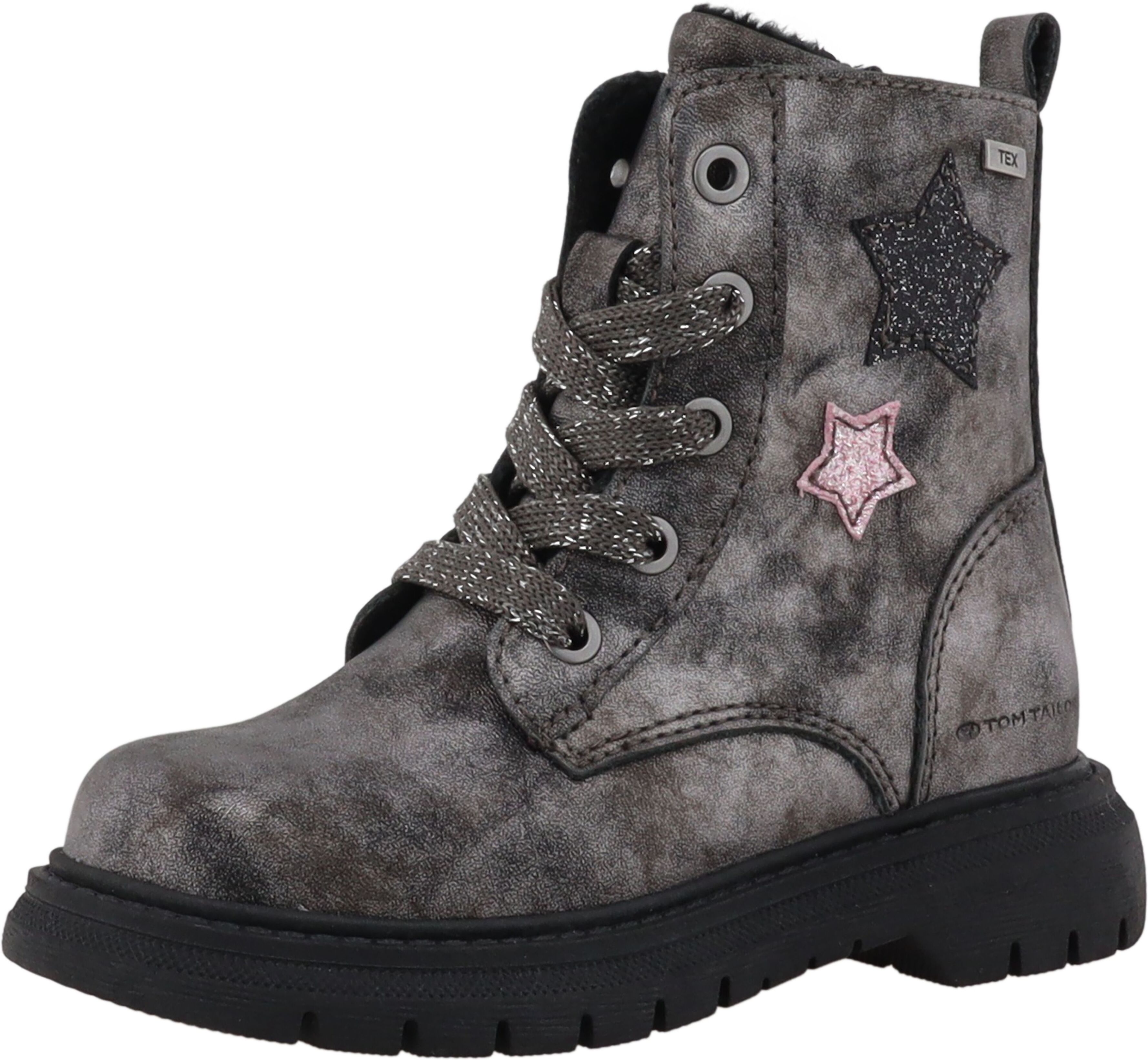 Winterstiefel TOM TAILOR, Mädchen, Gr. 31, wärmend, grau, Lederimitat, Glitzer, metallic, Schuhe Winterstiefel, mit Glitzer