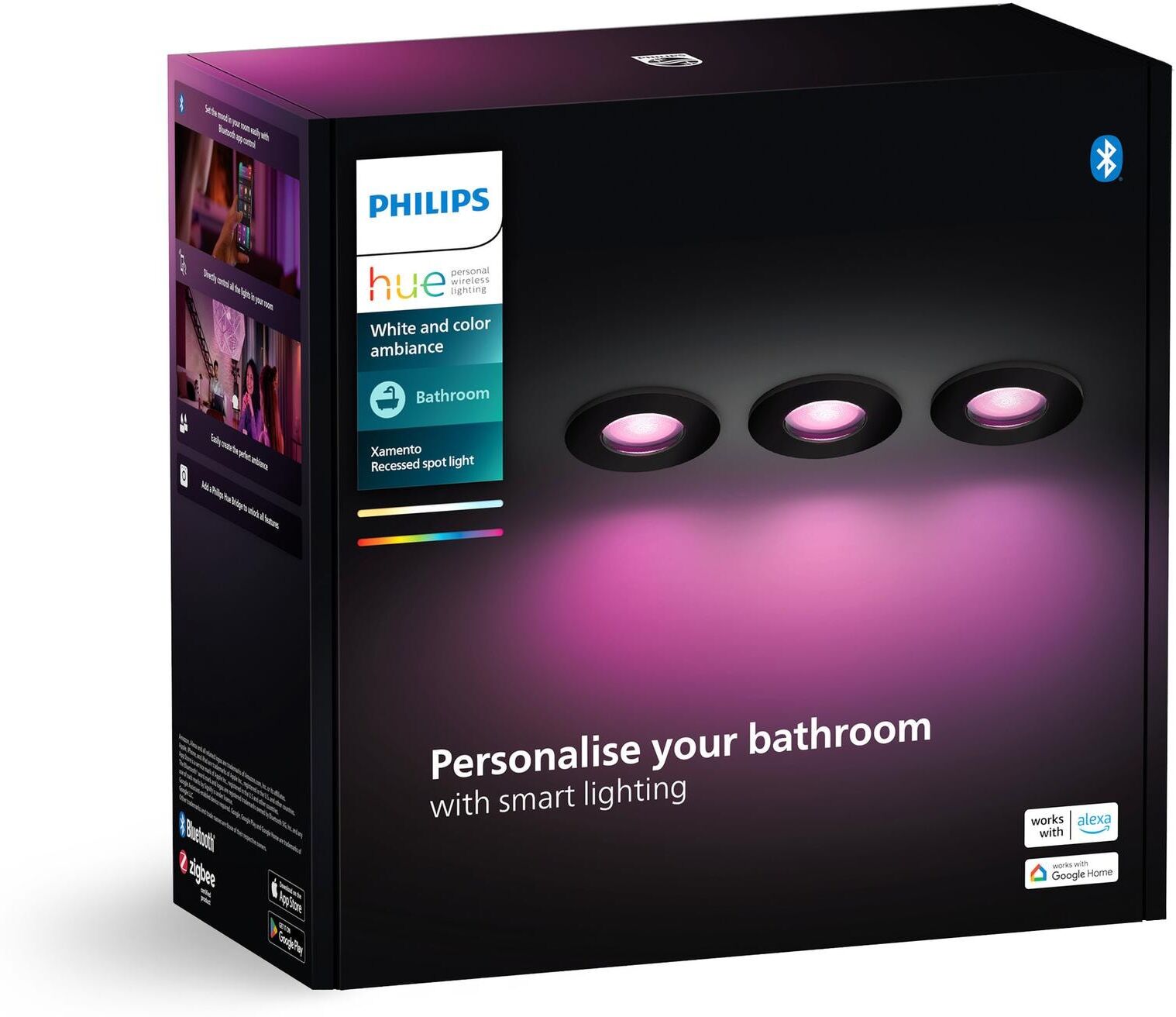 Philips HUE LED Deckenleuchte "Xamento 3er-Pack", Energieeffizienz: E, schwarz, H: 9,4cm, Leuchten, LED Deckenleuchte schwarz H: 9,4cm