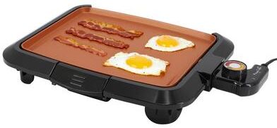 MegaChef 10.63 Inch Copper Coating Nonstick Electric Griddle with Temperature Control