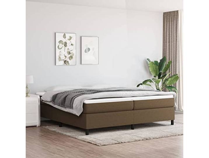 YNGBHFNOP Strapazierfähiger Stoff Schlafzimmer Bettrahmen 200x200 cm Braun Boxspringbettgestell Dunkelbraun 200x200 cm Stoff Bettgestell mit Kopfteil Stabil Holzlatten Lattenrost Ohne Matratze