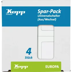 Kopp 617613086 EUROPA - Profi-Pack: 4 Universalschalter (Aus-/Wechsel), Farbe: arktisweiß