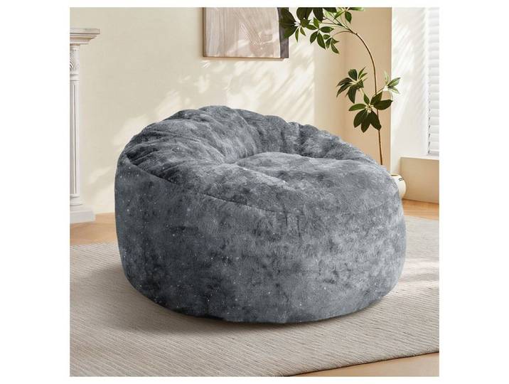 Pouf Fauteuil confortable soutien corporel complet dossier haut incurvé assise spacieuse polyvalente pour lecture et détente Gris