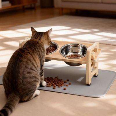 Inspired Finds 6 Level Adjustable Elevated Cat Bowls With Silicone Feeding Mat cat Bowls