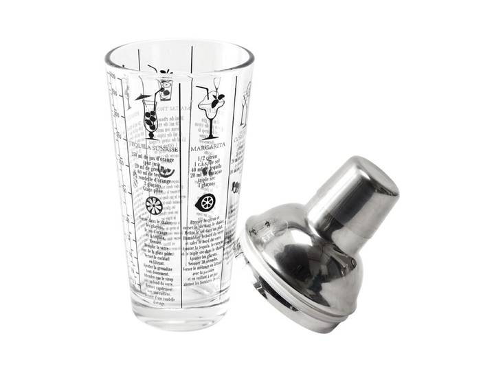 COOK CONCEPT Shaker à cocktail en verre avec 6 recettes 45 cl