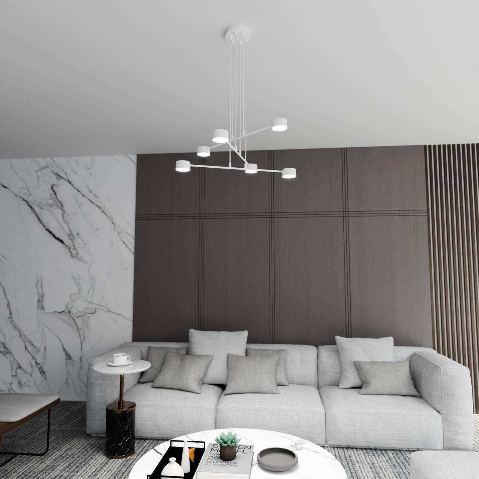 Hängelampe Modus 6 EMIBIG LIGHTING, dimmbar, weiß / opal, für Wohn- / Esszimmer, Metall, Modern, Pendelleuchte