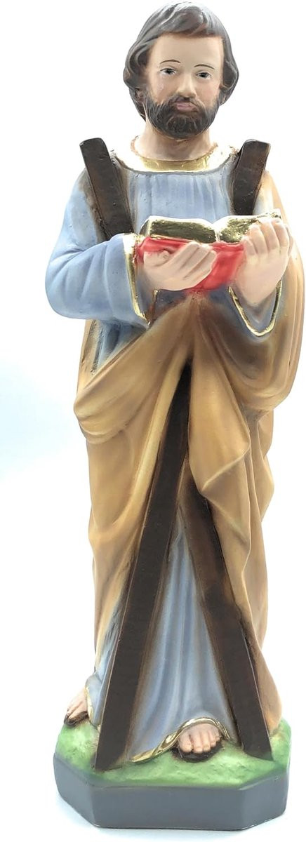 Religieus standbeeld Sint Andreas handbeschilderd gips meerkleurig Hoogte: 30 cm