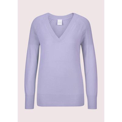 Longpullover MADELEINE "Pullover Kaschmirpullover mit V-Ausschnitt", Damen, Gr. 34, lila (hellamethyst), Obermaterial: 100% Kaschmir WS., Modern, V-Ausschnitt, Pullover Longpullover, Edles Maschenbild