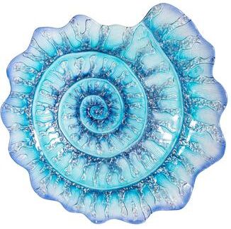 Evergreen 18 in. Coastal Shell Glass Birdbath