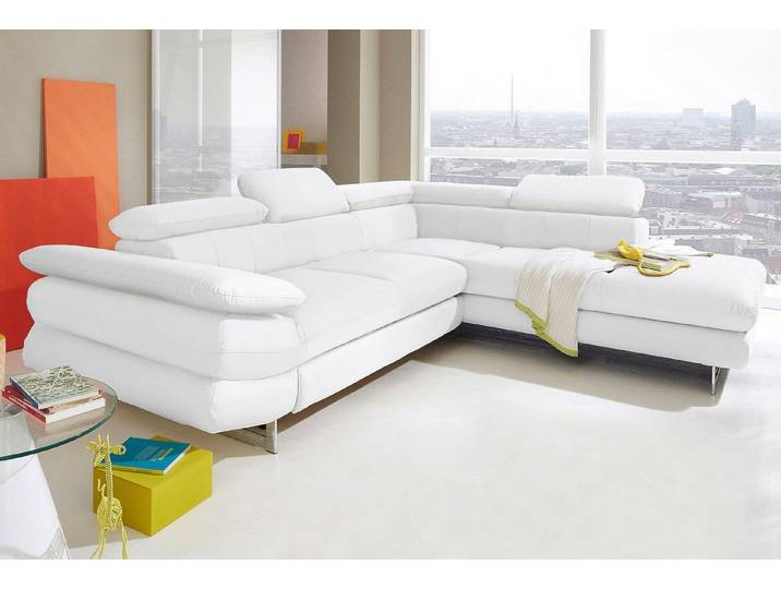 COTTA Ecksofa Solution L-Form, Design Sofa, bequeme Wellenunterfederung, Design Fuß, mit Arm- & Kopfteilverstellung, wahlweise mit Schlaffunktion