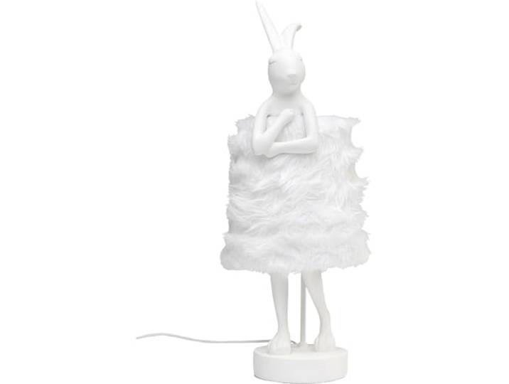 Kare Design Tischleuchte Animal Rabbit, Weiß/Silber, 26x24x68 cm (H/B/T) fürs Schlafzimmer, Hase, vielseitig kombinierbar