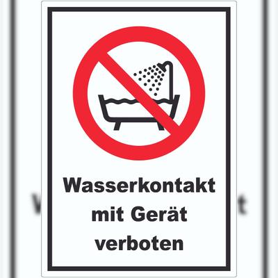 HB-Druck Wasserkontakt mit Gerät verboten Aufkleber A7 (74x105mm)