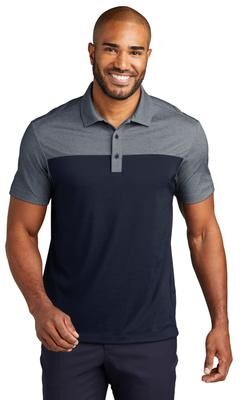 Port Authority K831 Fine Pique Blend Blocked Polo Shirt in River Blue Navy Blue/River Heather size 2XL   Cotton/Polyester
