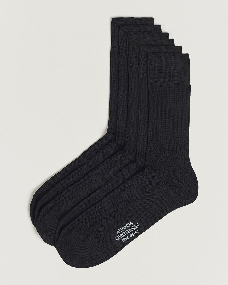 Amanda Christensen 6-Pack True Cotton Ribbed Socks Black men One size