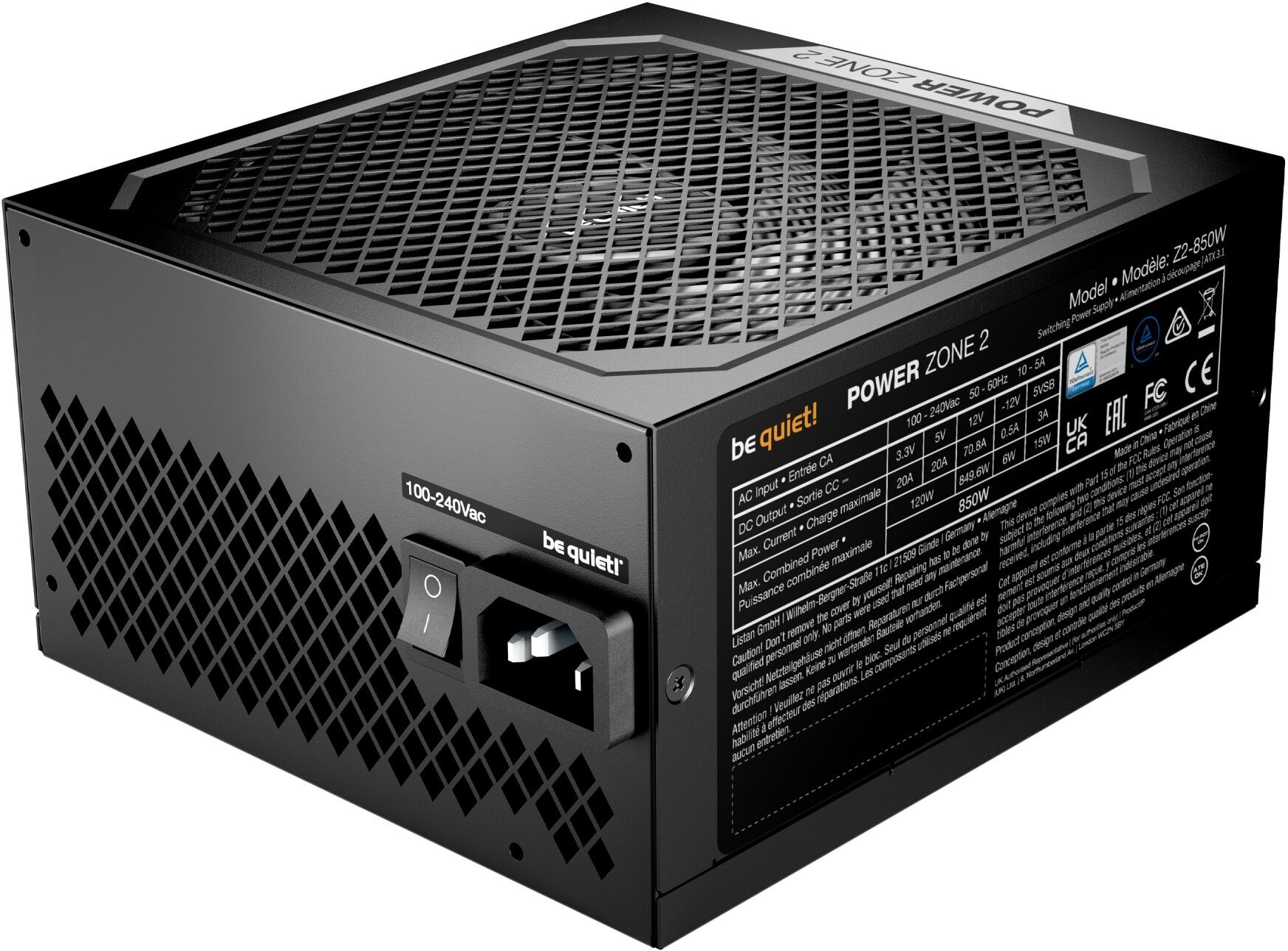 be quiet! Power Zone 2 850W ATX 3.1 80 PLUS Platinum PSU Power Supply