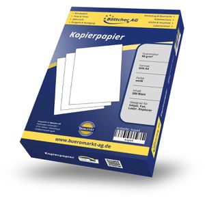 Böttcher-AG Kopierpapier Premium, A4, 80g/qm, weiß, 146 CIE, beidseitig kopierfähig, 500 Blatt