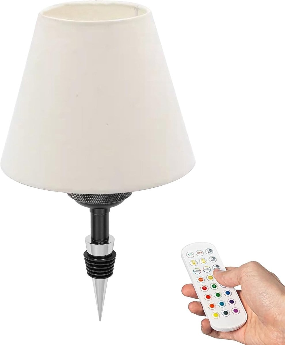 Draadloze LED Fleslamp met Oplaadbare Accu en Bamboe Accent - Zwart
