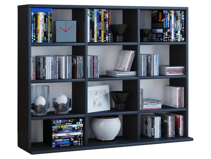 Standregal VCM Holz CD DVD Standregal Bücherregal Regal Megosa L , schwarz, B:102cm T:23cm, Regale, Standregal