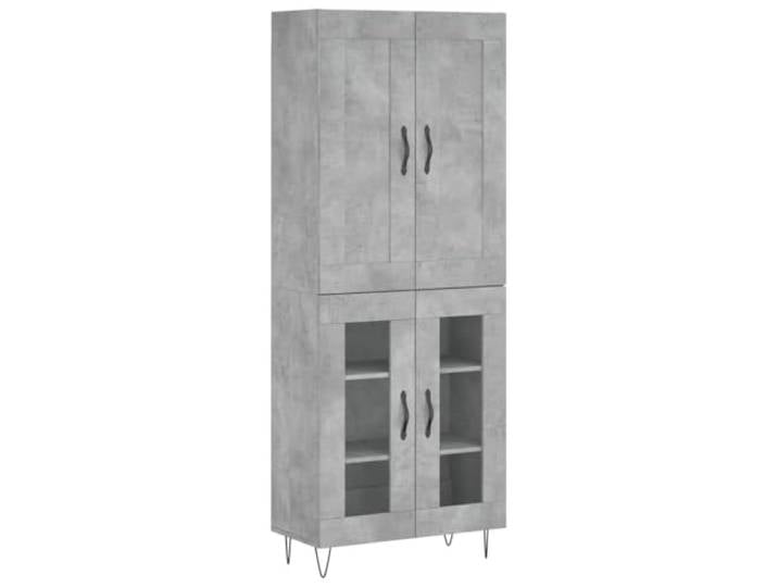 GFMGUEMV Highboard Betongrau 69,5x34x180 cm Holzwerkstoff Stauraumschrank Stauraumschrank, Holzwerkstoff, Eisenbeine, Wohnzimmer, 69,5x34x180 cm