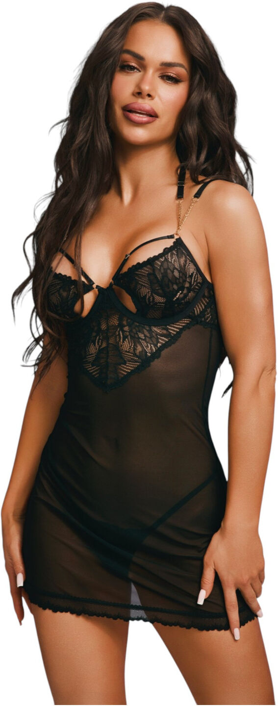 Obsessive Matildea - chemise and thong set (black)