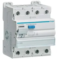 Hager, Schutzschalter, CPA640D Fehlerstromschutzschalter 4p 10kA 40A 300mA S